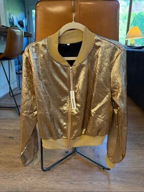 Metallic Gold Bomber Jacket